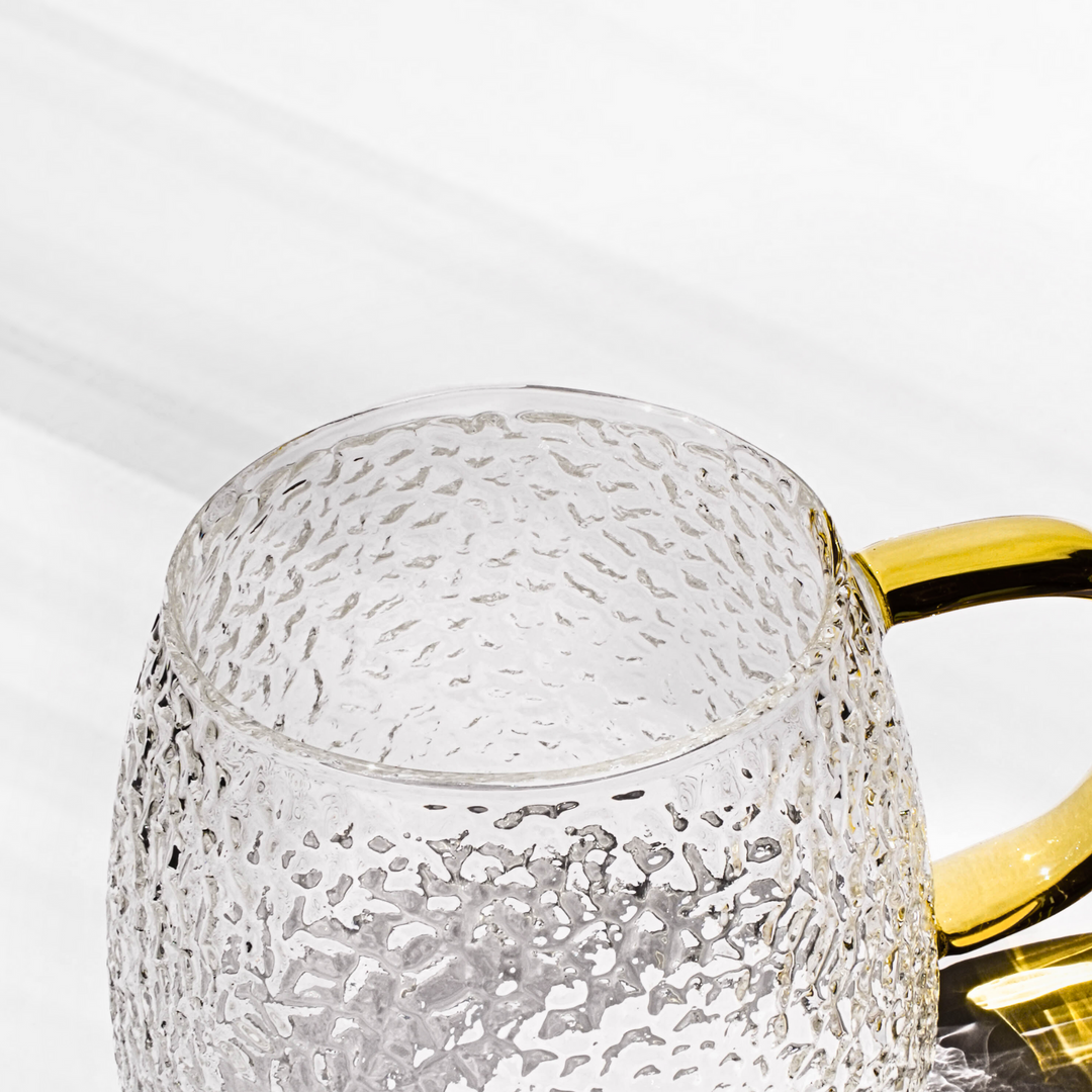 Dotted Textured Glass Mug : Crystal Clear Joy