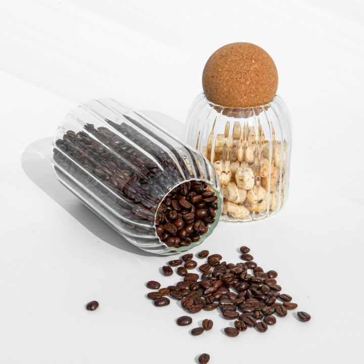 Fluted Storage Glass with Cork lid (500 ml)