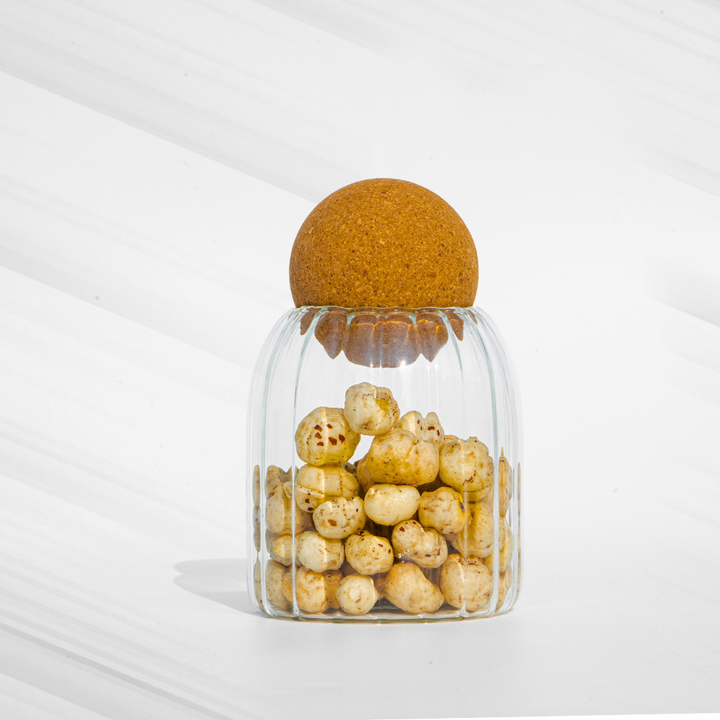 Fluted Storage Glass with Cork lid (500 ml)