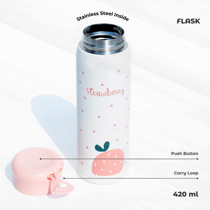 Leakproof Strawberry Print Flask