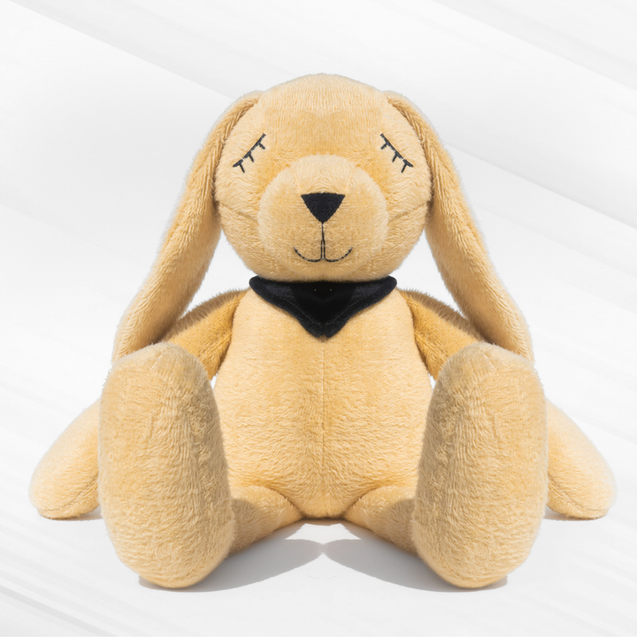 A super soft pastel beige rabbit plush toy with long ears, ISI certified, huggable, and perfect as a cute soft toy for kids and adults.