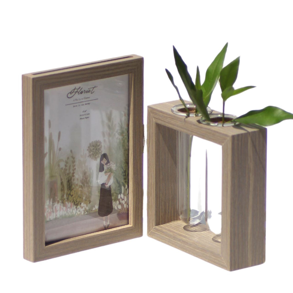 Photo frame with flower holder