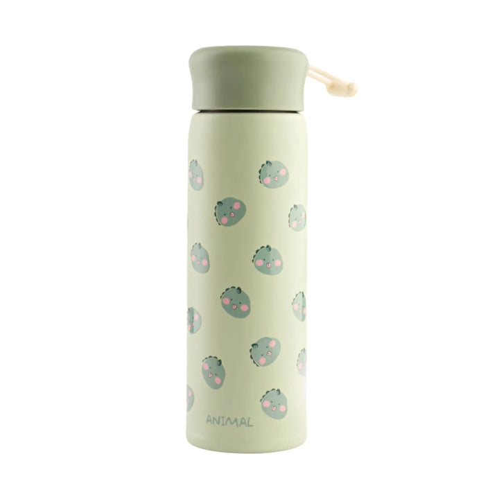 Refillable stainless steel insulated bottle with a cute Animal print design, leakproof lid. Perfect for travel.