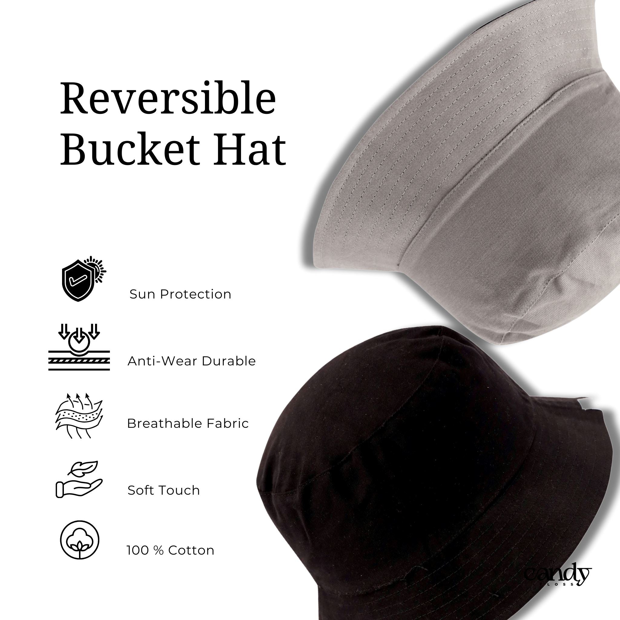 Stylish Reversible Bucket Hat: Sun Protection for Summers – Candy 