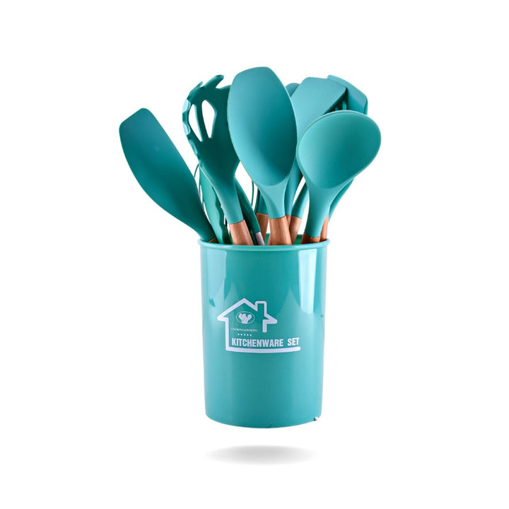 SILICONE SPATULA SET OF 12 Kitchenware CandyFlossstores DARK GREEN 