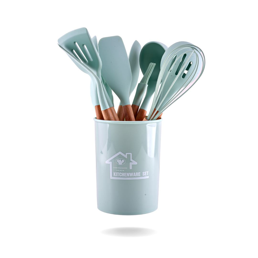 SILICONE SPATULA SET OF 12 Kitchenware CandyFlossstores LIGHT GREEN 