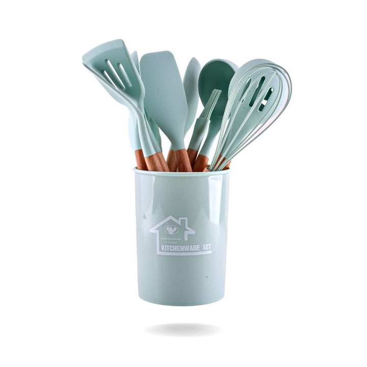 SILICONE SPATULA SET OF 12 Kitchenware CandyFlossstores LIGHT GREEN 